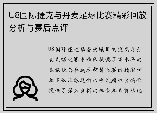 U8国际捷克与丹麦足球比赛精彩回放分析与赛后点评