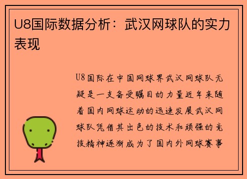 U8国际数据分析：武汉网球队的实力表现
